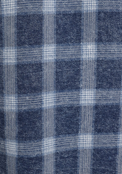 Afficher les détails de Chemise À Manches Longues Bleu Regular Fit Plaid Sergé Homme