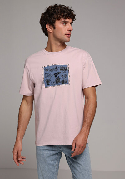 Image de T-shirt À Manches Courtes Rose Comfort Fit Droit Homme