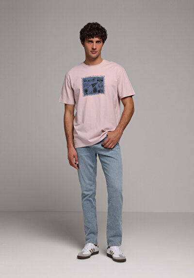 Image de T-shirt À Manches Courtes Rose Comfort Fit Droit Homme