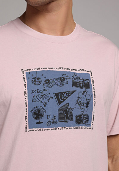 Image de T-shirt À Manches Courtes Rose Comfort Fit Droit Homme