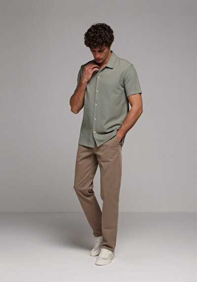Image de T-shirt Polo À Manches Courtes Vert Droit Regular Fit Homme
