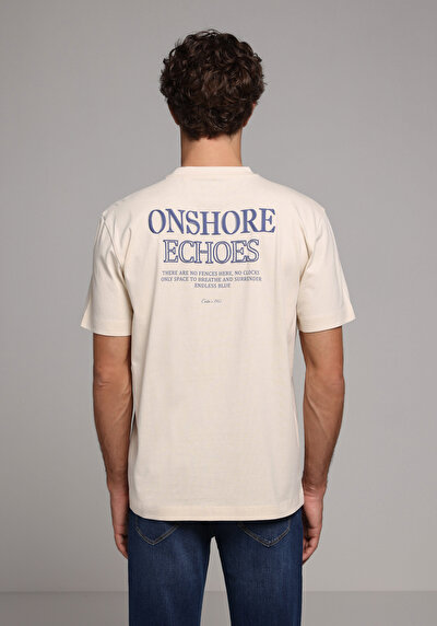 Image de T-shirt À Manches Courtes Ecru Comfort Fit Droit Homme