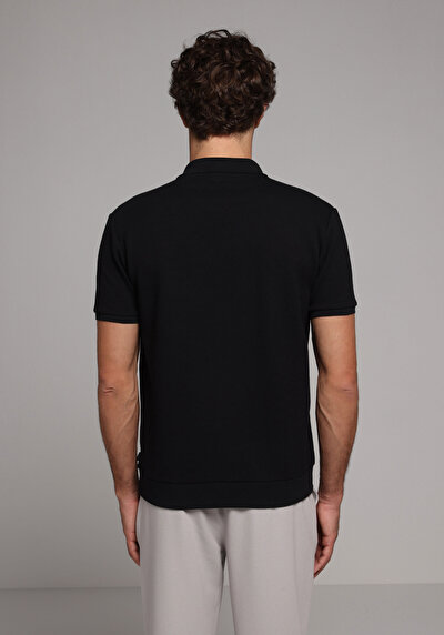 Image de T-shirt Polo À Manches Courtes Noir Droit Regular Fit Homme