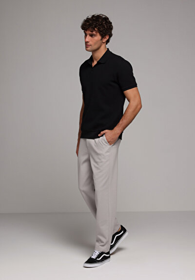 Image de T-shirt Polo À Manches Courtes Noir Droit Regular Fit Homme