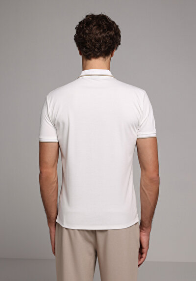 Image de T-shirt Polo À Manches Courtes Blanc Droit Slim Fit Homme