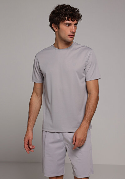 Image de T-shirt À Manches Courtes Gris Regular Fit Droit Homme