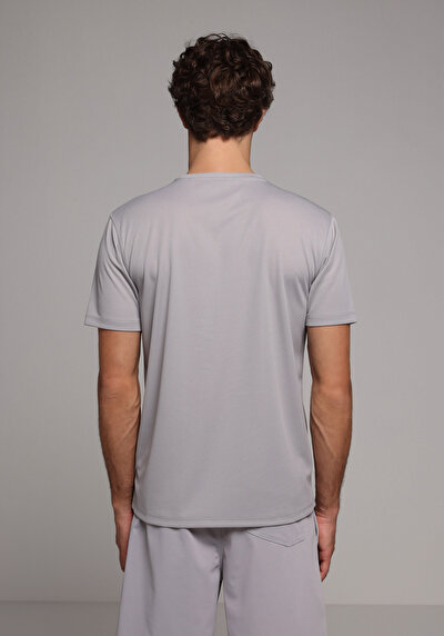 Image de T-shirt À Manches Courtes Gris Regular Fit Droit Homme