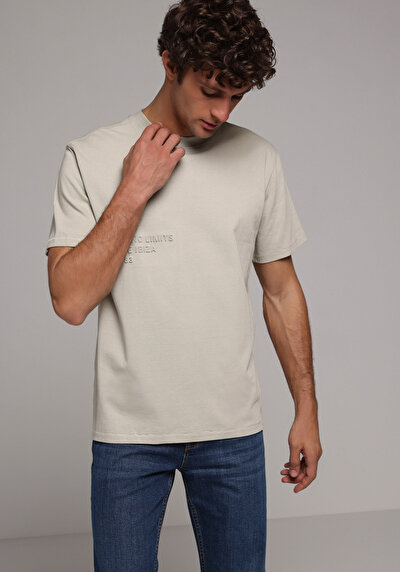 Image de T-shirt À Manches Courtes Vert Oversize Fit Droit Homme