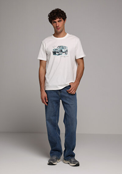 Image de T-shirt À Manches Courtes Blanc Comfort Fit Droit Homme