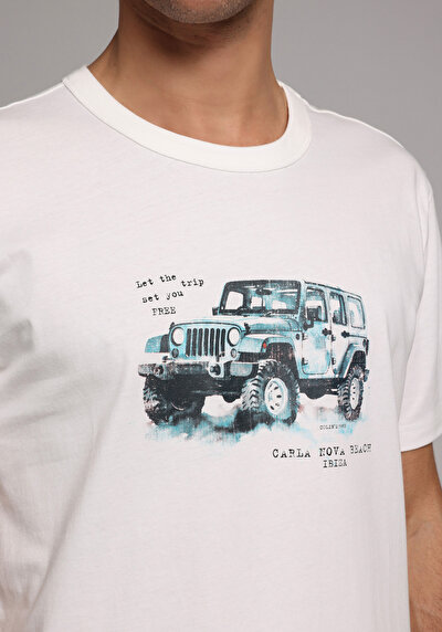 Image de T-shirt À Manches Courtes Blanc Comfort Fit Droit Homme