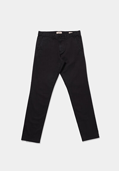 Afficher les détails de Pantalon Gris Straight Leg Medium Rise En Gabardine Slim Fit Homme