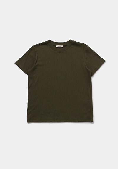 Image de T-shirt À Manches Courtes Kaki Regular Fit Droit Femme