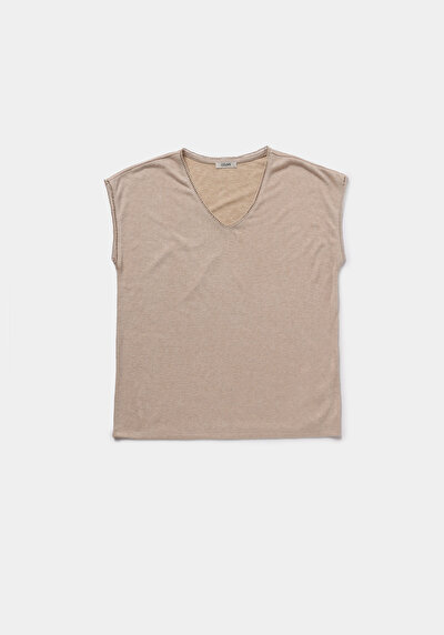 Image de Blouse À Manches Courtes Beige Regular Fit Manches Courtes Femme