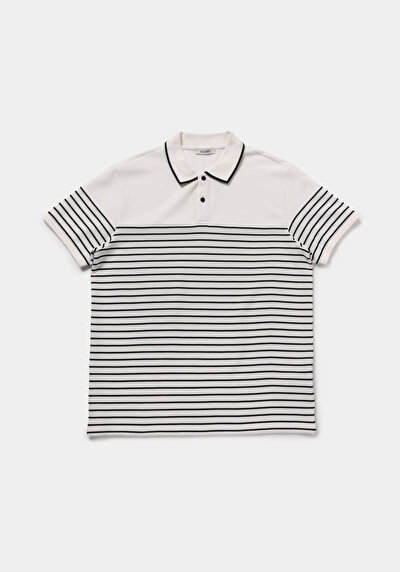 Afficher les détails de T-shirt Polo À Manches Courtes Blanc Droit Regular Fit Homme