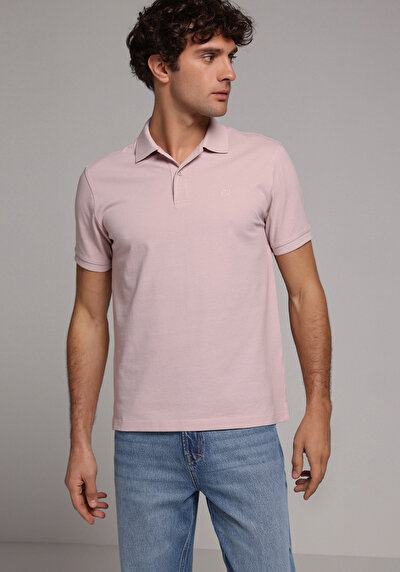 Image de T-shirt Polo À Manches Courtes Rose Droit Regular Fit Homme