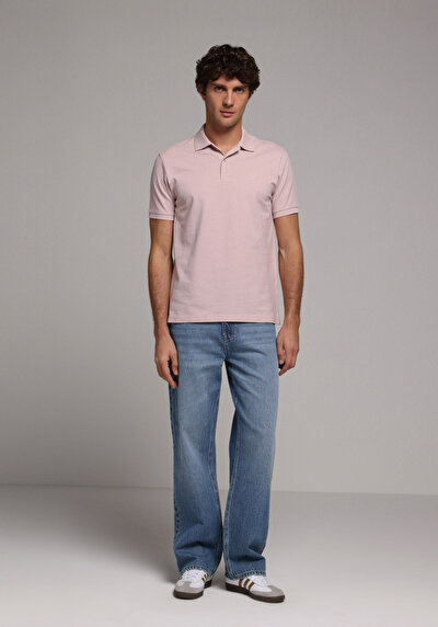 Image de T-shirt Polo À Manches Courtes Rose Droit Regular Fit Homme
