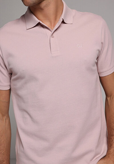 Image de T-shirt Polo À Manches Courtes Rose Droit Regular Fit Homme