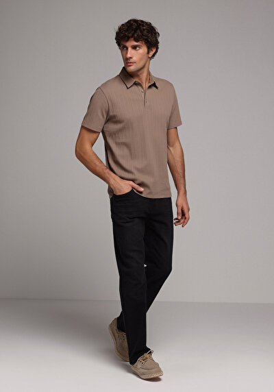 Image de T-shirt Polo À Manches Courtes Marron Jakarli Regular Fit Homme