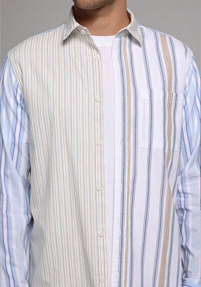 Image de Chemise À Manches Longues Multicolou Relaxed Fit Rayé Sergé Homme