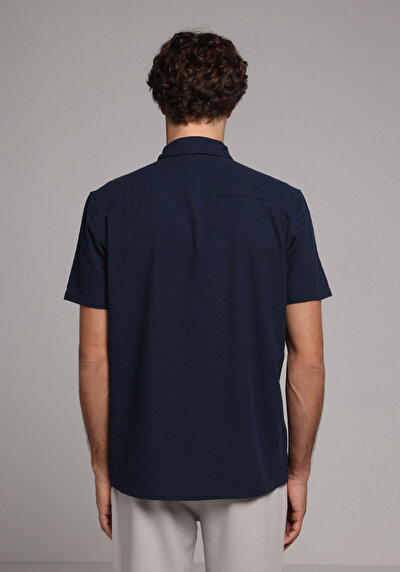Image de Chemise À Manches Courtes Marine Droit Regular Fit Homme