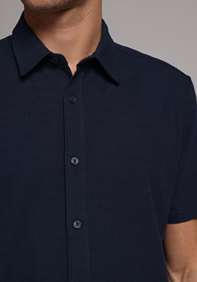 Image de Chemise À Manches Courtes Marine Droit Regular Fit Homme