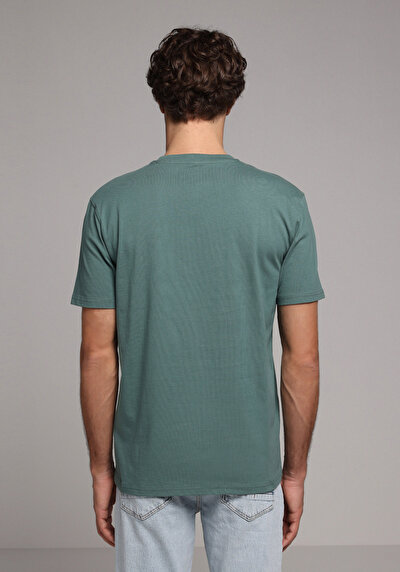 Image de T-shirt À Manches Courtes Vert Regular Fit Droit Homme