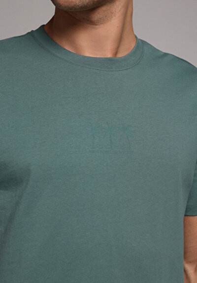 Image de T-shirt À Manches Courtes Vert Regular Fit Droit Homme