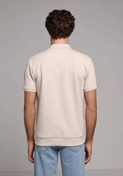 Image de T-shirt Polo À Manches Courtes Beige Droit Regular Fit Homme