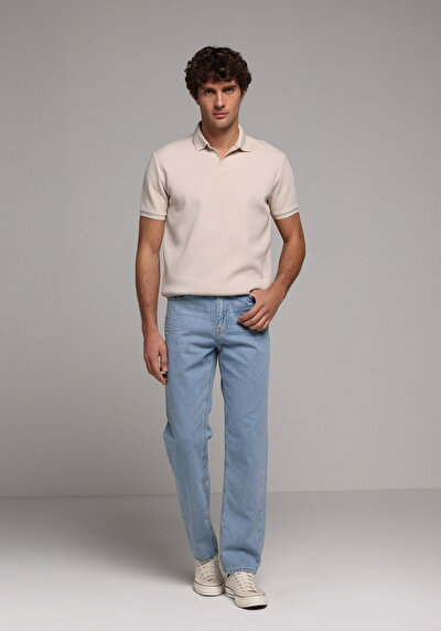 Image de T-shirt Polo À Manches Courtes Beige Droit Regular Fit Homme