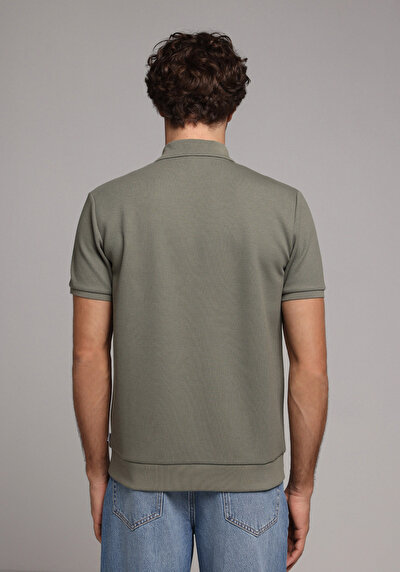 Image de T-shirt Polo À Manches Courtes Kaki Droit Regular Fit Homme
