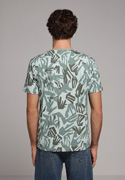 Image de T-shirt À Manches Courtes Vert Regular Fit Imprimé Homme