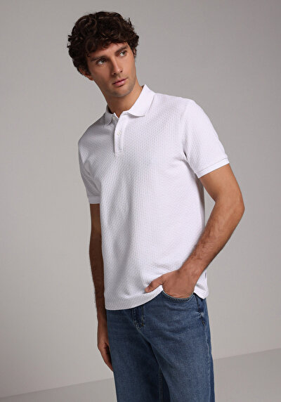 Image de T-shirt Polo À Manches Courtes Blanc Droit Regular Fit Homme