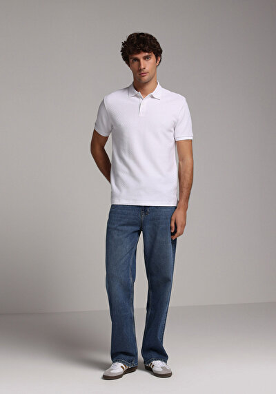 Image de T-shirt Polo À Manches Courtes Blanc Droit Regular Fit Homme