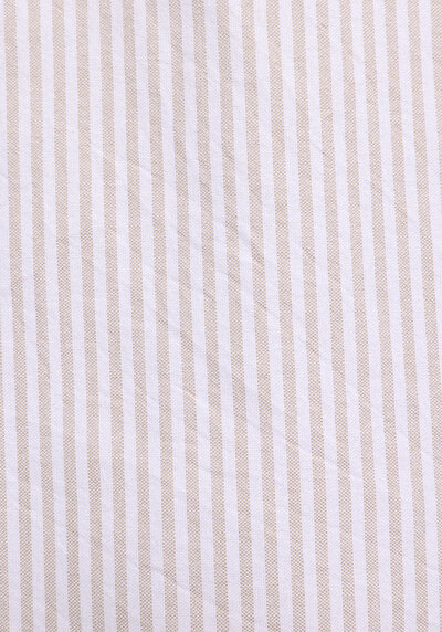 Afficher les détails de Chemise À Manches Longues Beige Regular Fit Rayé Sergé Homme