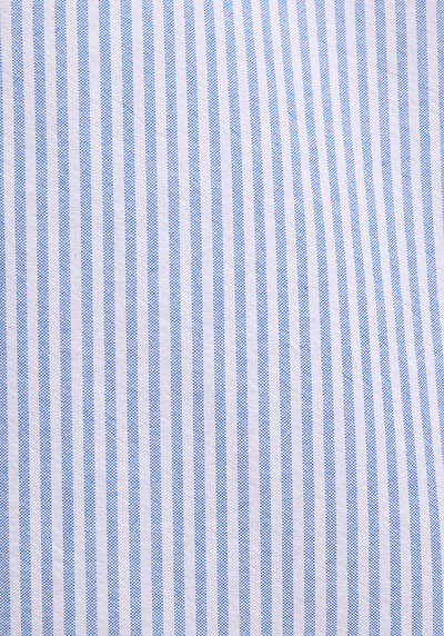 Afficher les détails de Chemise À Manches Longues Bleu Regular Fit Rayé Sergé Homme