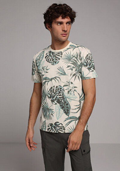 Image de T-shirt À Manches Courtes Vert Regular Fit Droit Homme