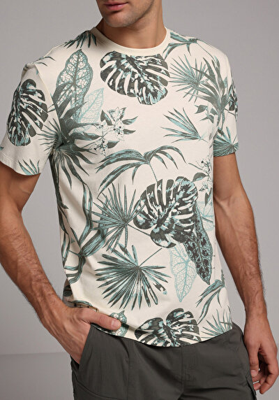 Image de T-shirt À Manches Courtes Vert Regular Fit Droit Homme
