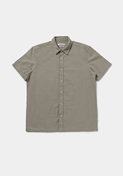 Afficher les détails de Chemise À Manches Courtes Vert Droit Regular Fit Homme