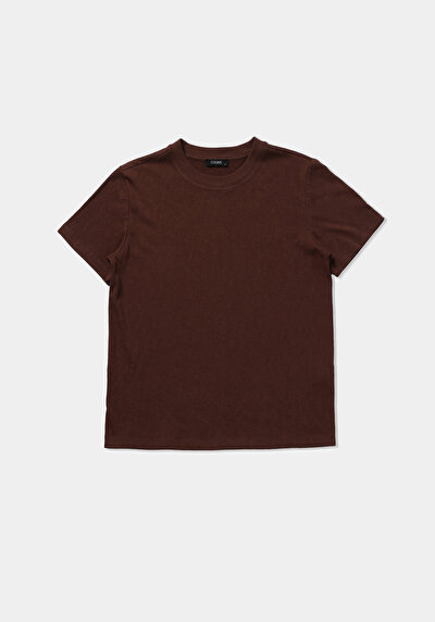 Image de T-shirt À Manches Courtes Marron Regular Fit Droit Femme