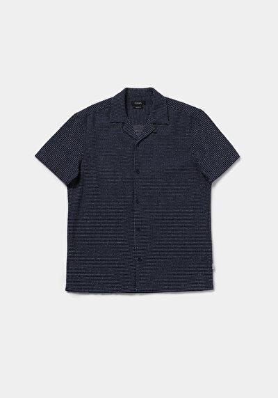Afficher les détails de Chemise À Manches Courtes Bleu Jakarli Regular Fit Homme