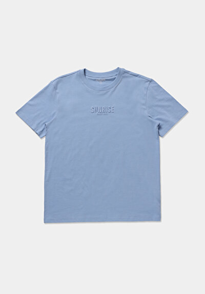 Image de T-shirt À Manches Courtes Bleu Regular Fit Droit Homme