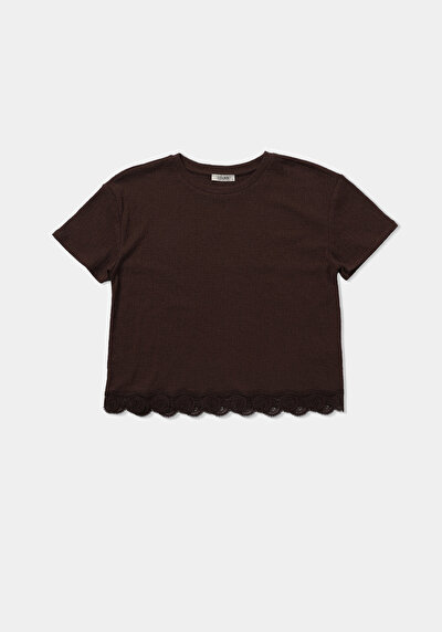 Image de Blouse À Manches Courtes Marron Regular Fit Manches Courtes Femme