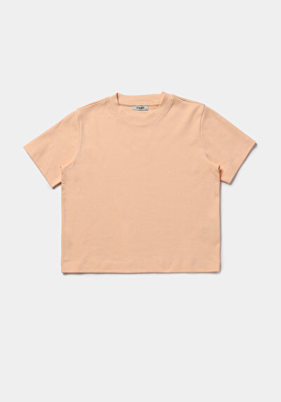 Image de T-shirt À Manches Courtes Orange Boxy Fit Droit Femme