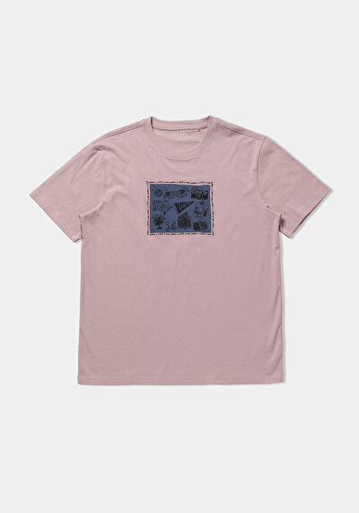 Afficher les détails de T-shirt À Manches Courtes Rose Comfort Fit Droit Homme