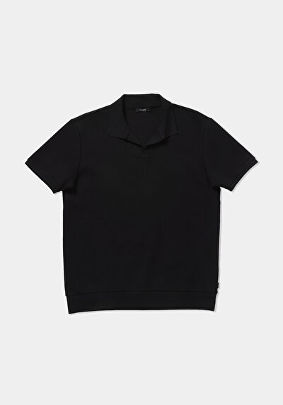 Image de T-shirt Polo À Manches Courtes Noir Droit Regular Fit Homme