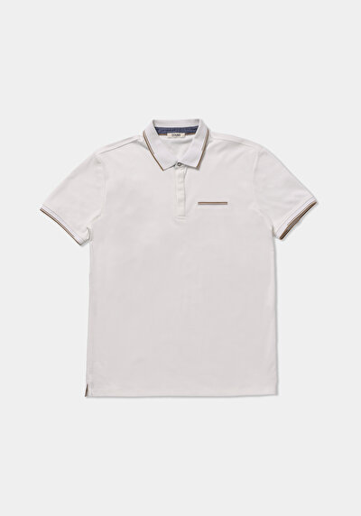 Image de T-shirt Polo À Manches Courtes Blanc Droit Slim Fit Homme