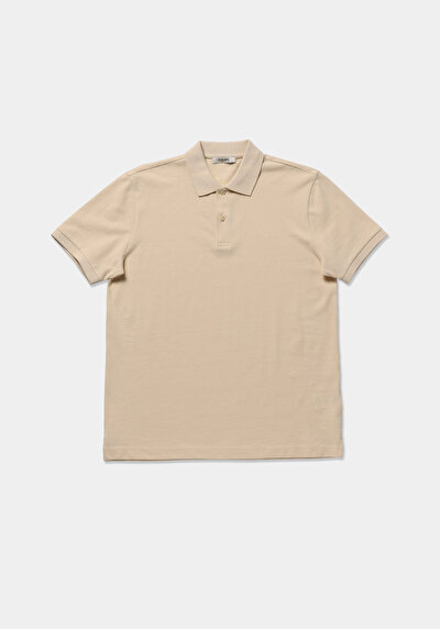 Image de T-shirt Polo À Manches Courtes Jaune Droit Regular Fit Homme