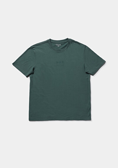Image de T-shirt À Manches Courtes Vert Regular Fit Droit Homme