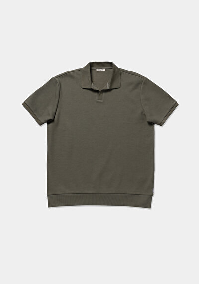 Image de T-shirt Polo À Manches Courtes Kaki Droit Regular Fit Homme