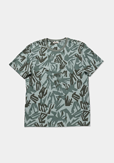 Image de T-shirt À Manches Courtes Vert Regular Fit Imprimé Homme